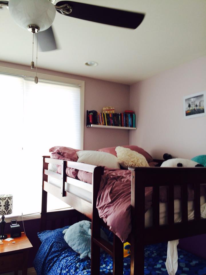 Bunk beds and ceiling fans, never a good idea.  You might want to take a parenting class.